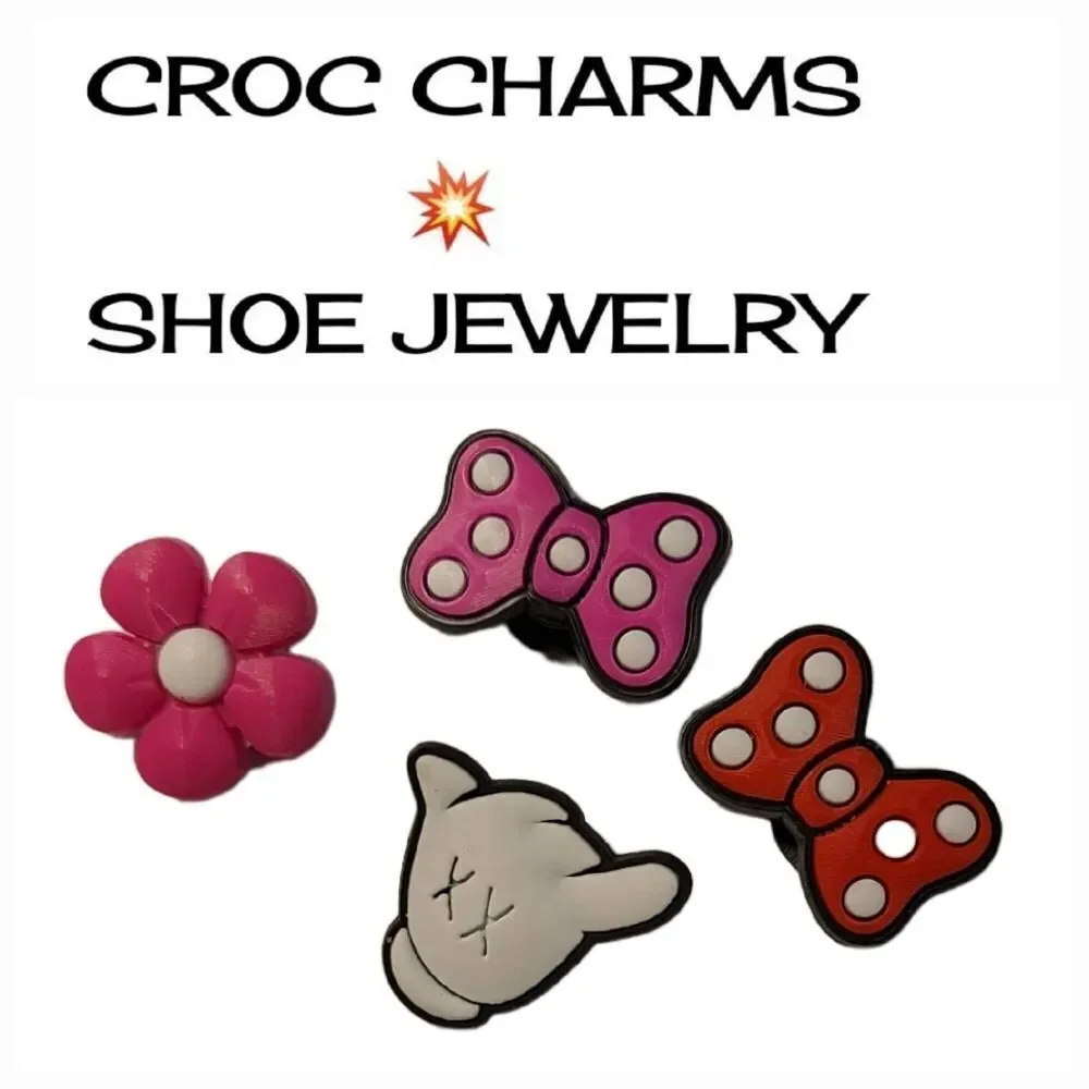 Disney Minnie Mouse 4-pc Rubber Shoe Jewelry Croc Charms Polka-dot Bow Flower